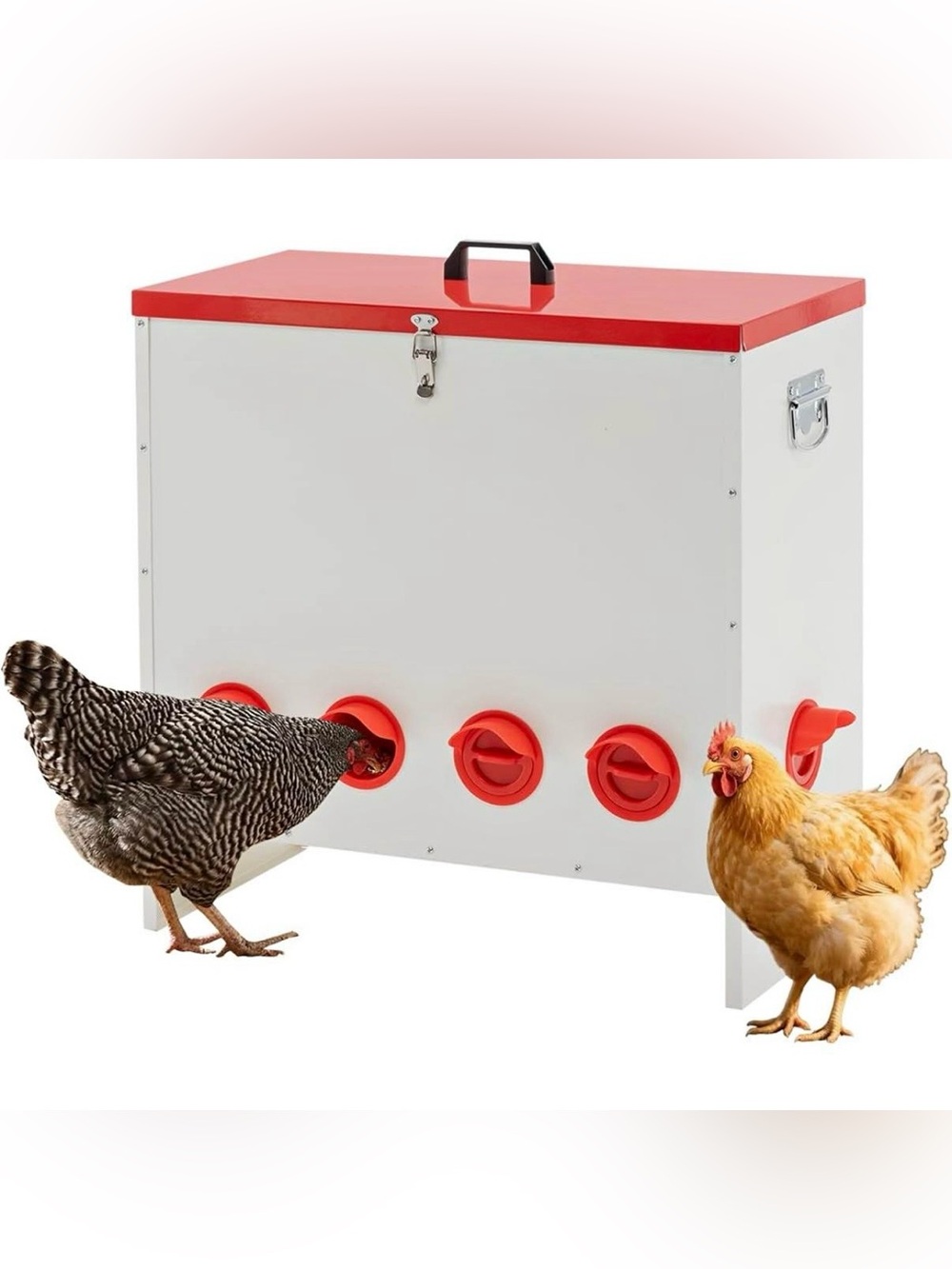 Red 10-Port Chicken Feeder Poultry Feeding Cup